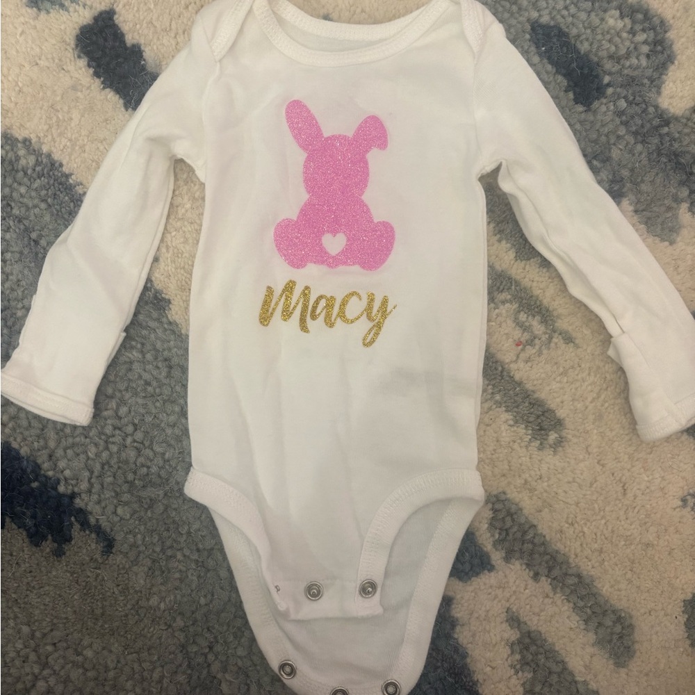 Carter's White and Pink Bunny Bodysuit “Macy”
